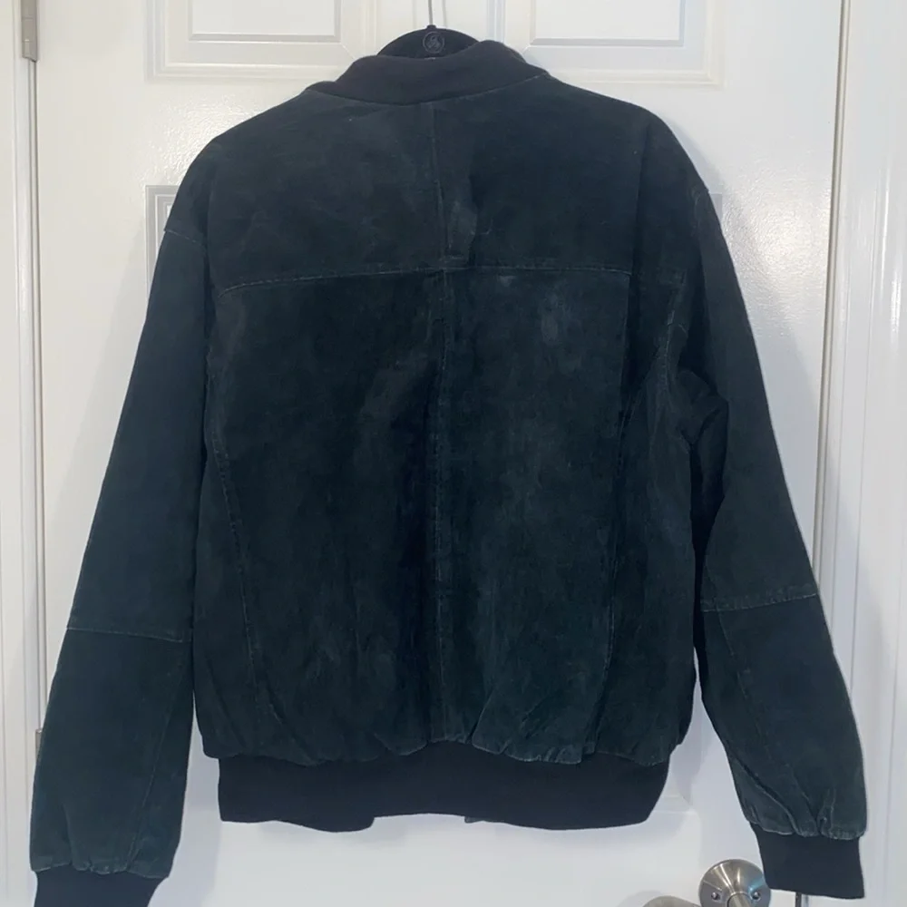 Men's Vintage Black Suede Bomber Jacket size XL
